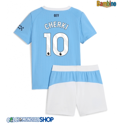 Maglie da calcio Manchester City Rayan Cherki #10 Prima Maglia Bambino 2025-26 Manica Corta + Pantaloni corti)